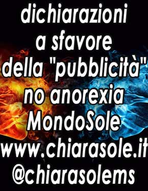 dichiarazioni a sfavore della "pubblicità" no anorexia